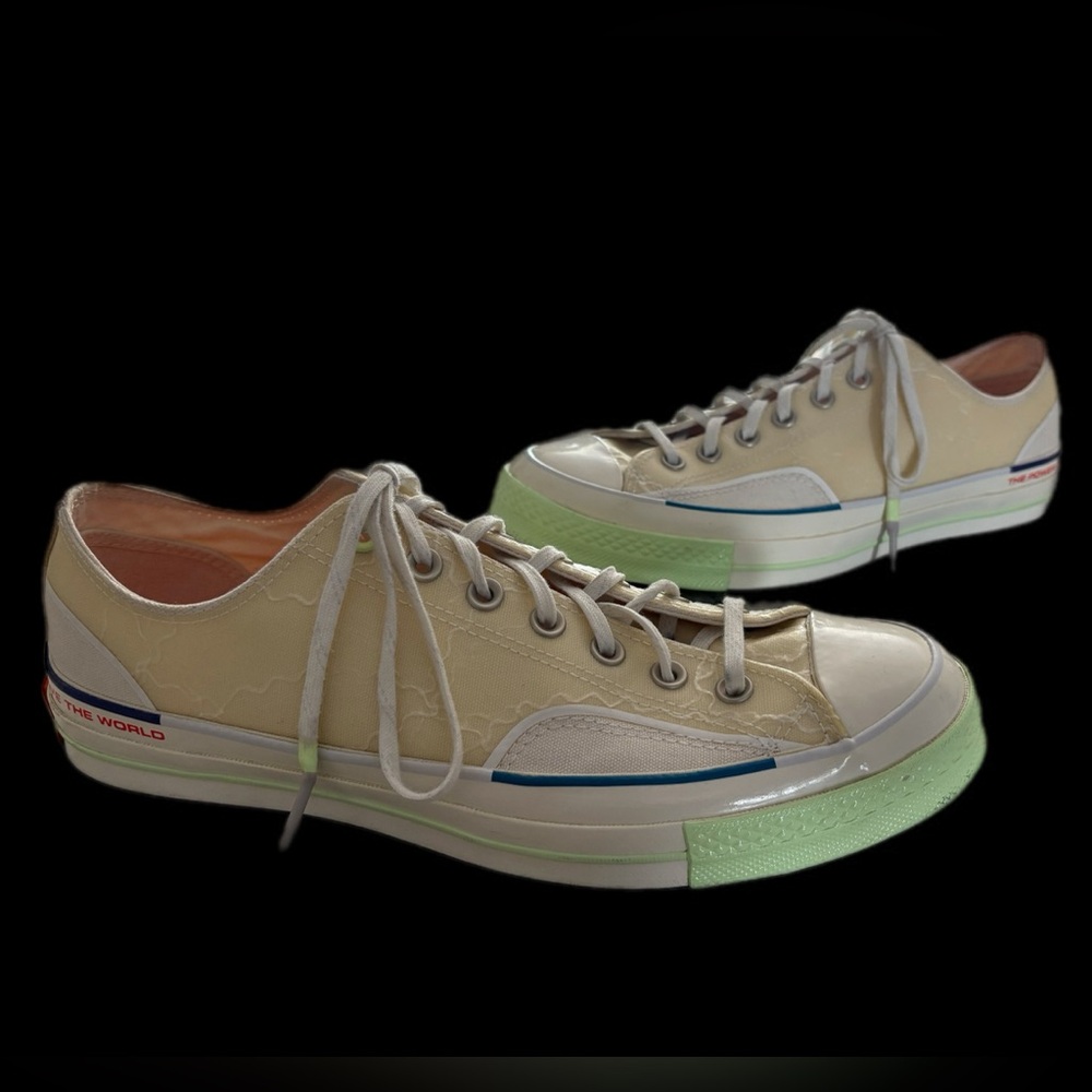 Converse Cream and Green Sneakers-Mens 10.5/womens 12.5